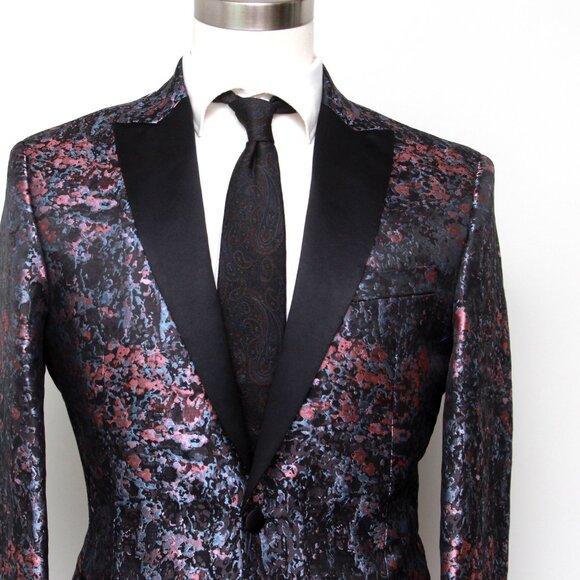 Jos A Bank 42R Camo Dinner Jacket Blazer Slim Fit Peak Lapel E01052 - Picture 1 of 9